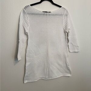 Jeanne Pierre White Cotton Knit Sweater Dress Cover Up Large/M